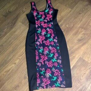 ‎Hibiscus long fitted dress  colorful tropical dress